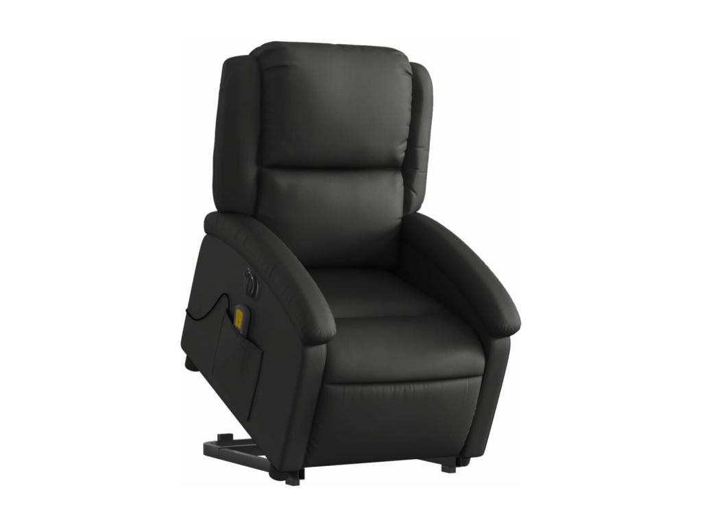 Sillón de masaje elevable eléctrico cuero auténtico negro