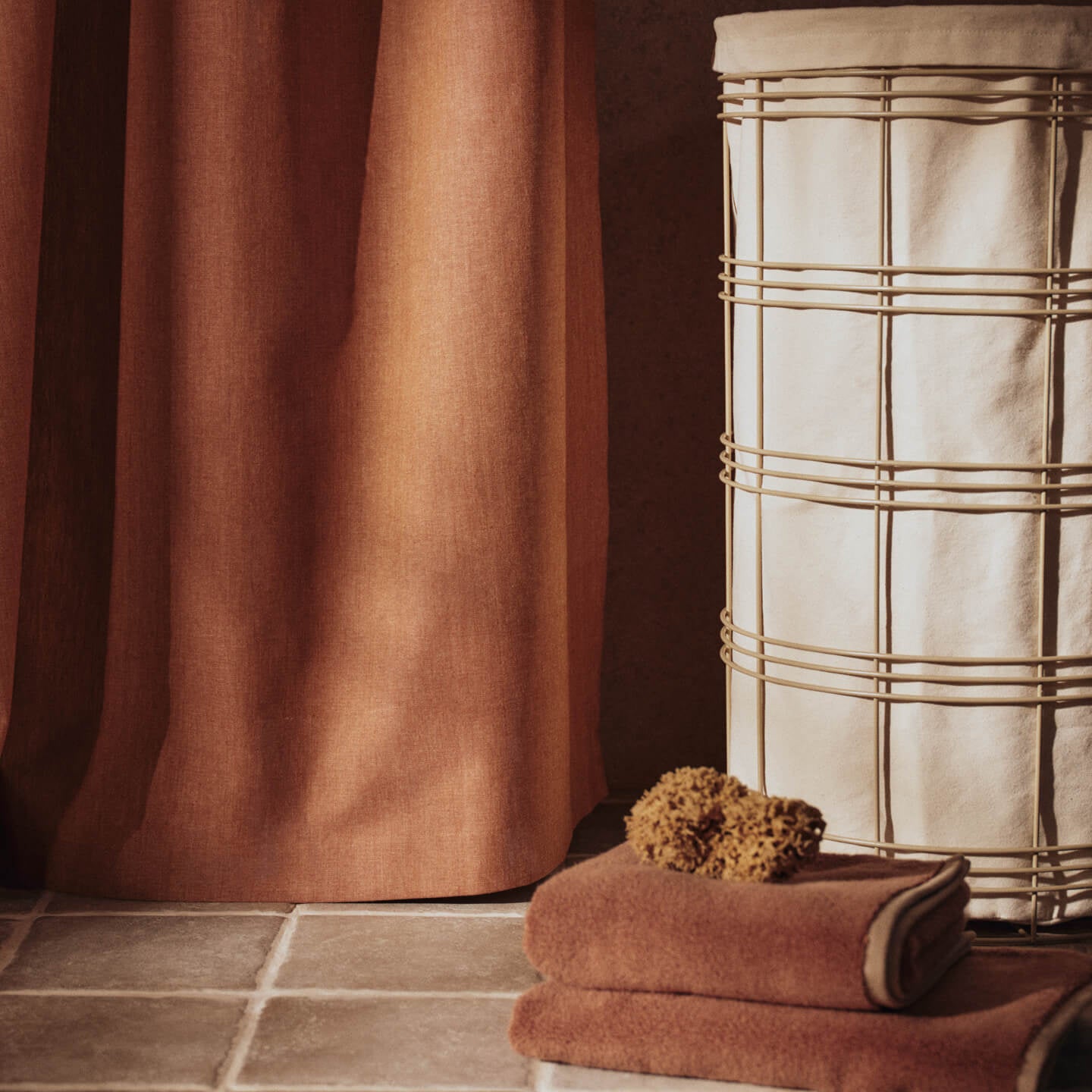 Ferm Living Chambray Douchegordijn - Brown Clay