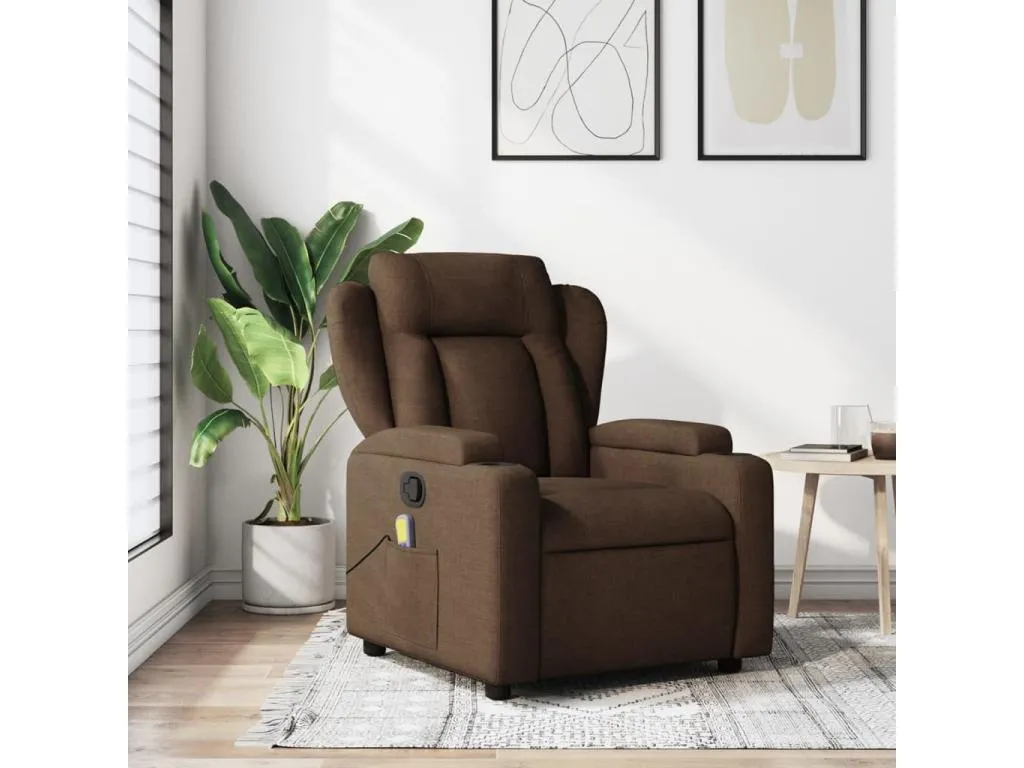 Sillón de masaje reclinable Tela marrón