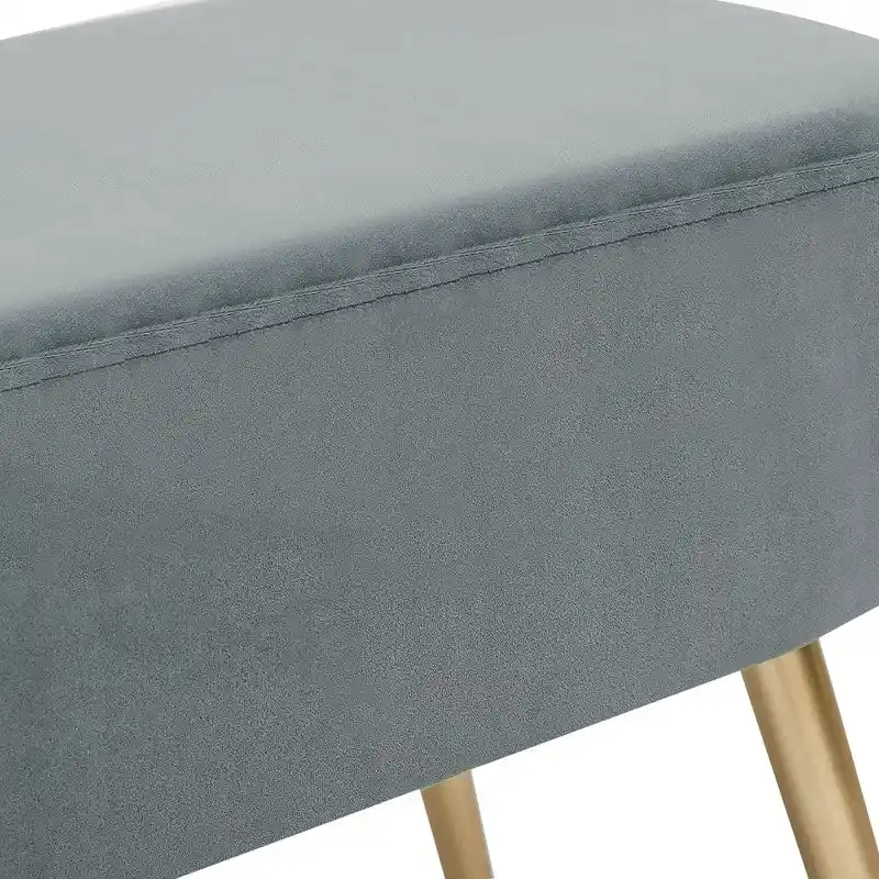 Adeco Velvet Footrest Bench with Metal Legs - Stylish Bed End Stool and Dressing Chair
