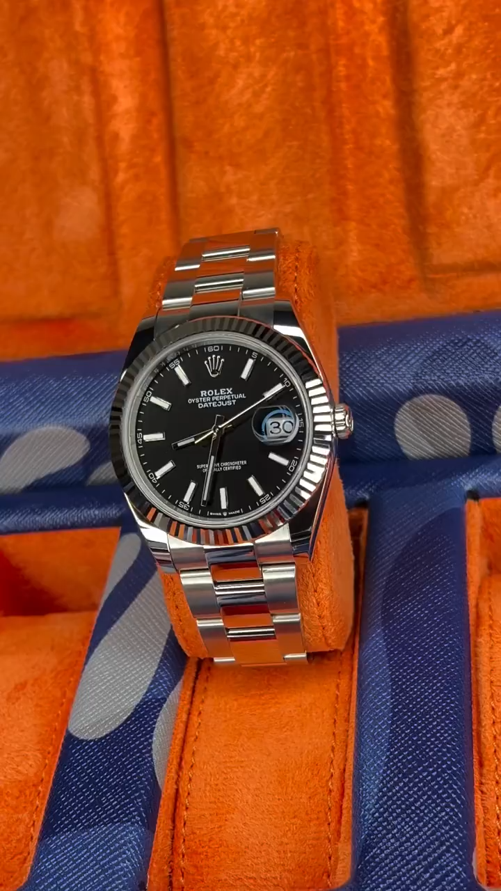 Rolex Datejust 126334 Fluted Bezel Black Dial 41MM Mens Replica Watch