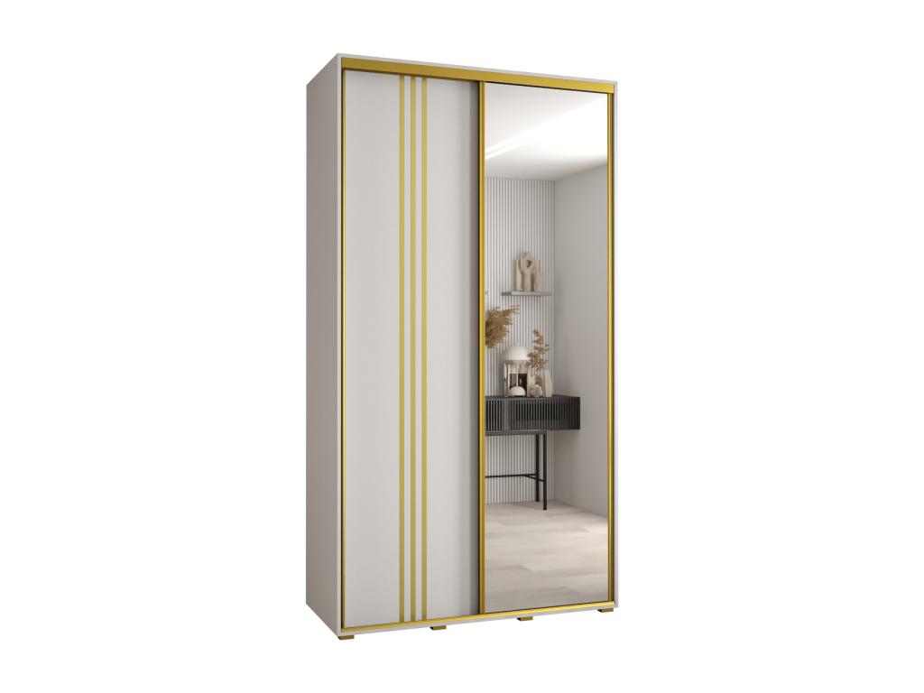 ARMARIO DAVOS 7 DE PUERTAS CORREDERAS 235,2/130/45 2 puertas (Blanco/Blanco/Oro)