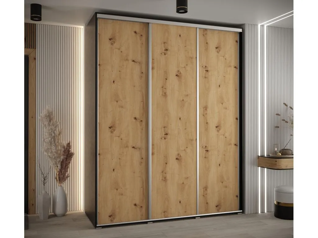 ARMARIO Andreuworldcasa 1 DE PUERTAS CORREDERAS 235.2/200/45 3 puertas (Negro/Artisan/Plata)