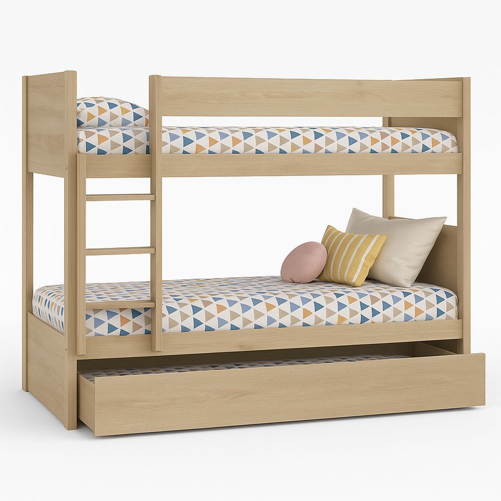 Cama literas de madera con almacenamiento y colchones diseñados,ideal para habitaciones infantiles