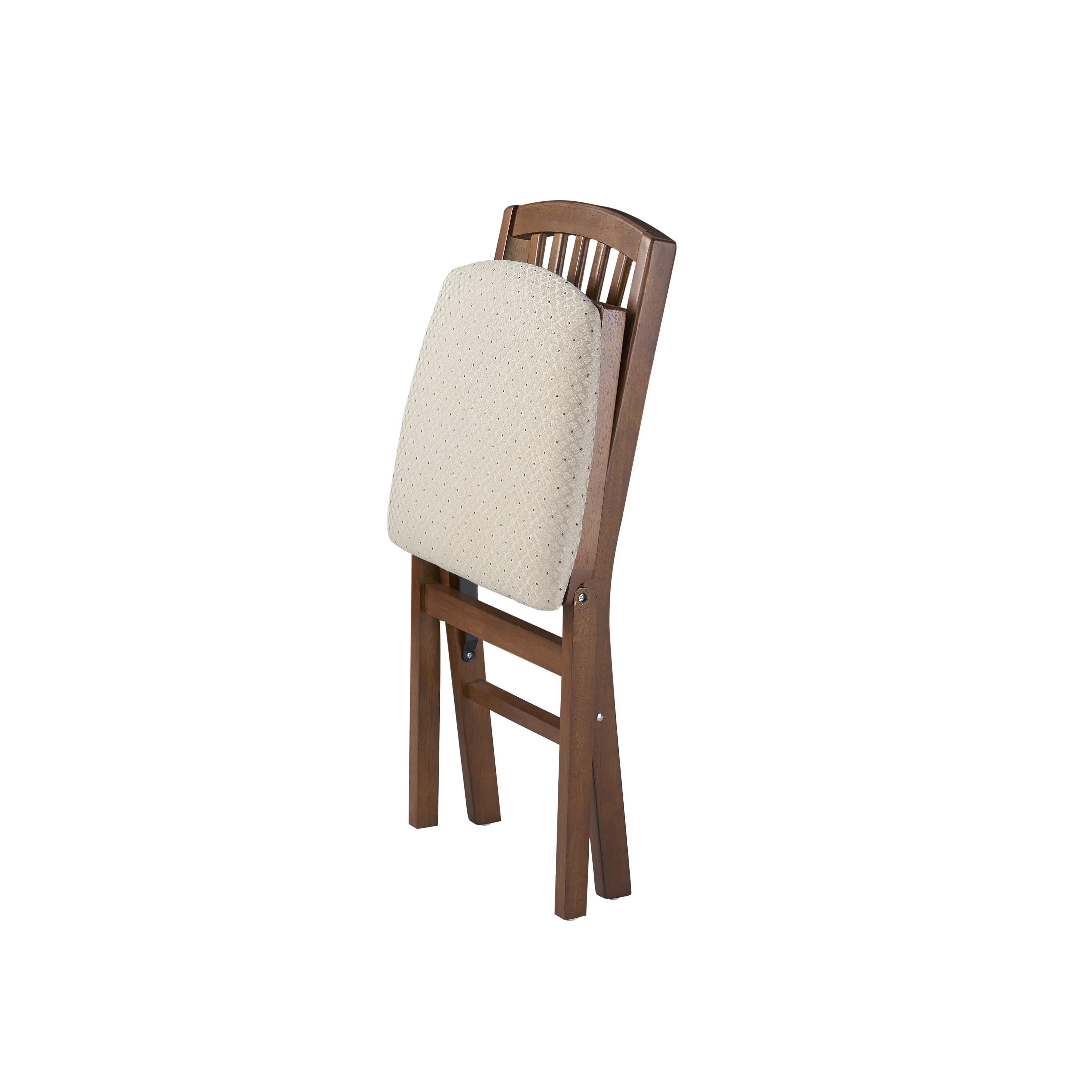 Mission Fusion Folding Chair (Set of 2)- Blush Fabric and Fruitwood - Image 2
