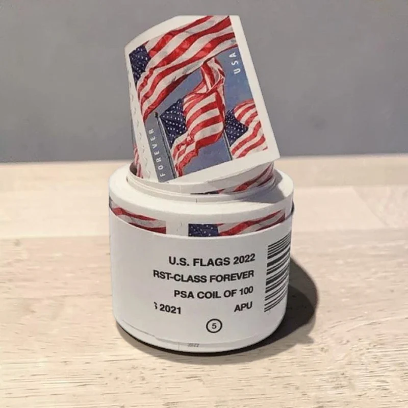 2022 US Flag First Class - Forever Postage Stamps - Coil of 100(10 Roll of 1000 Stamps)