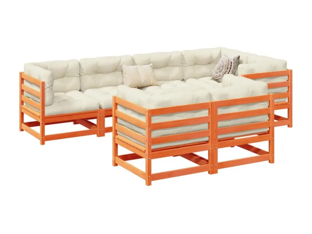 Sancaldeco Set de sofás jardín 7 pzas con cojines Sancaldeco marrón cera 81169EDHO