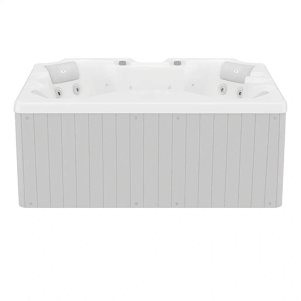 Bañera de hidromasaje de 2 plazas blanca con reposacabezas,200 x 120 x 78 cm - skcwBnu111oT