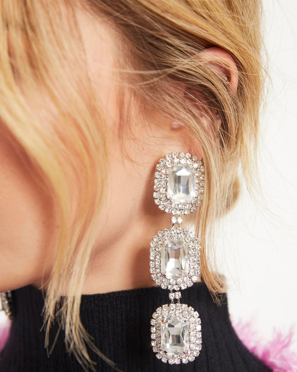 Penelope Gemstone Drop Earrings - Clear - Se7enfashion