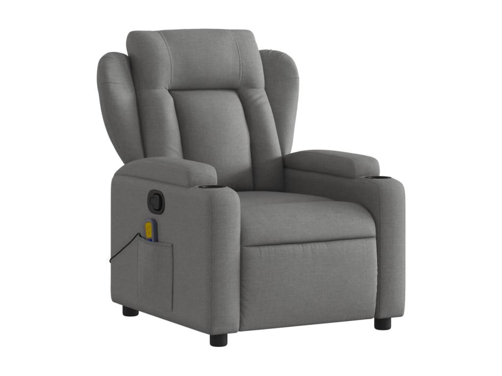 Sillón de masaje reclinable de tela gris oscuro