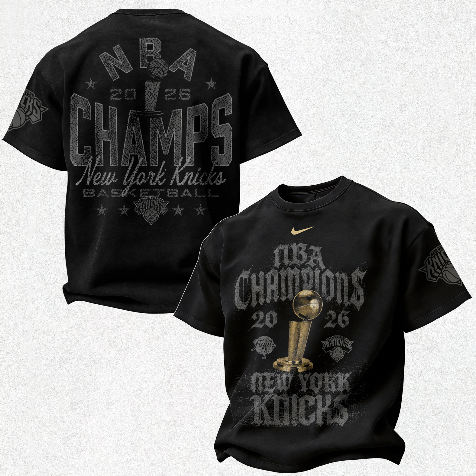 New York Basketball 2026 Championship Trophy Printed Unisex Oversized T-shirt
