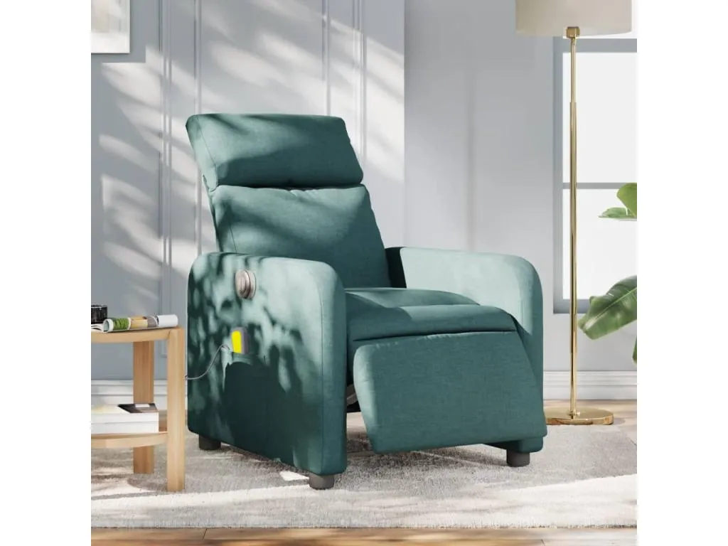 Sillón reclinable de masaje eléctrico tela verde oscuro
