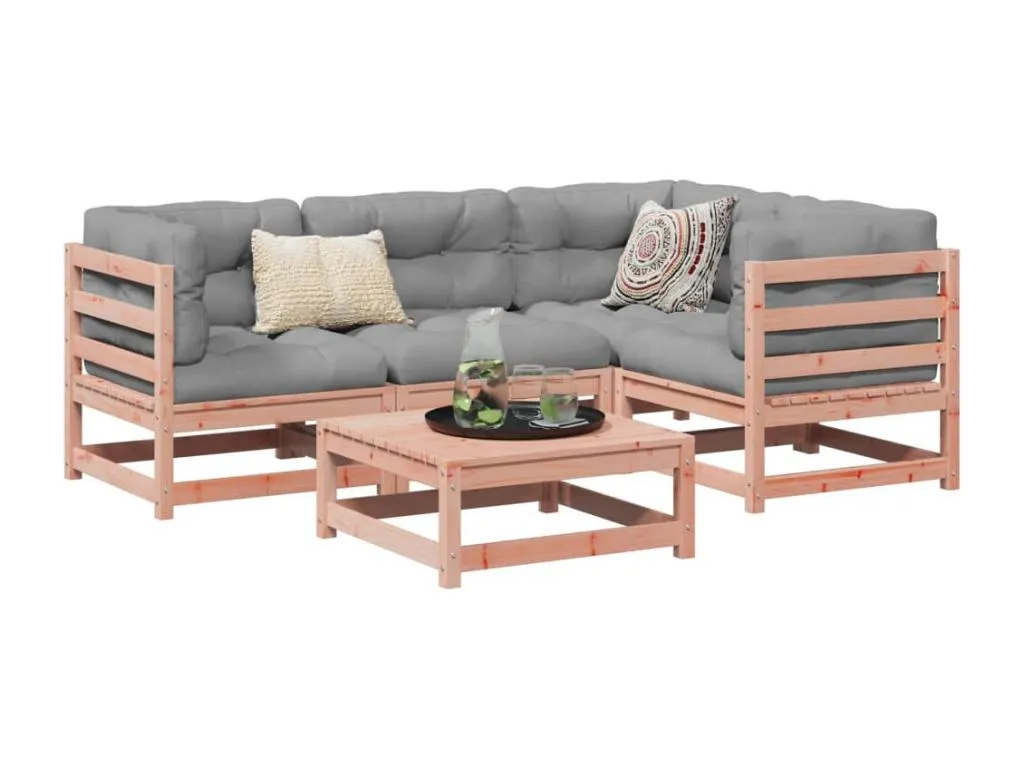 Boverdeco Juego de sofás de jardín 5 pzas Boverdeco maciza de Boverdeco Marrón