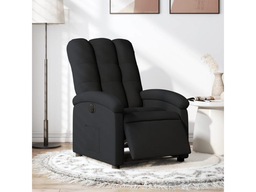 Sillón reclinable eléctrico de tela negro