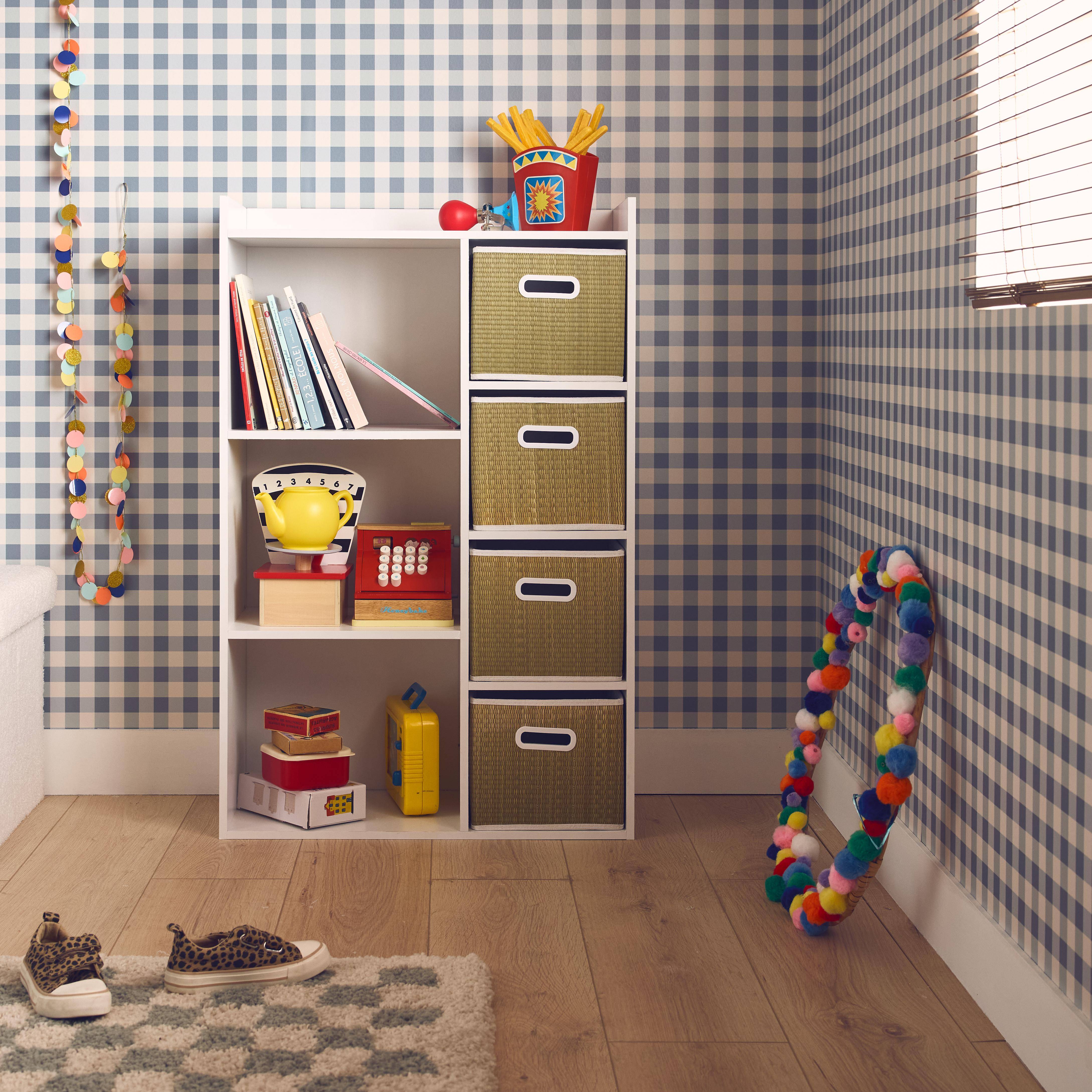 Camille - Mueble infantil con 4 cestas de fibra vegetal