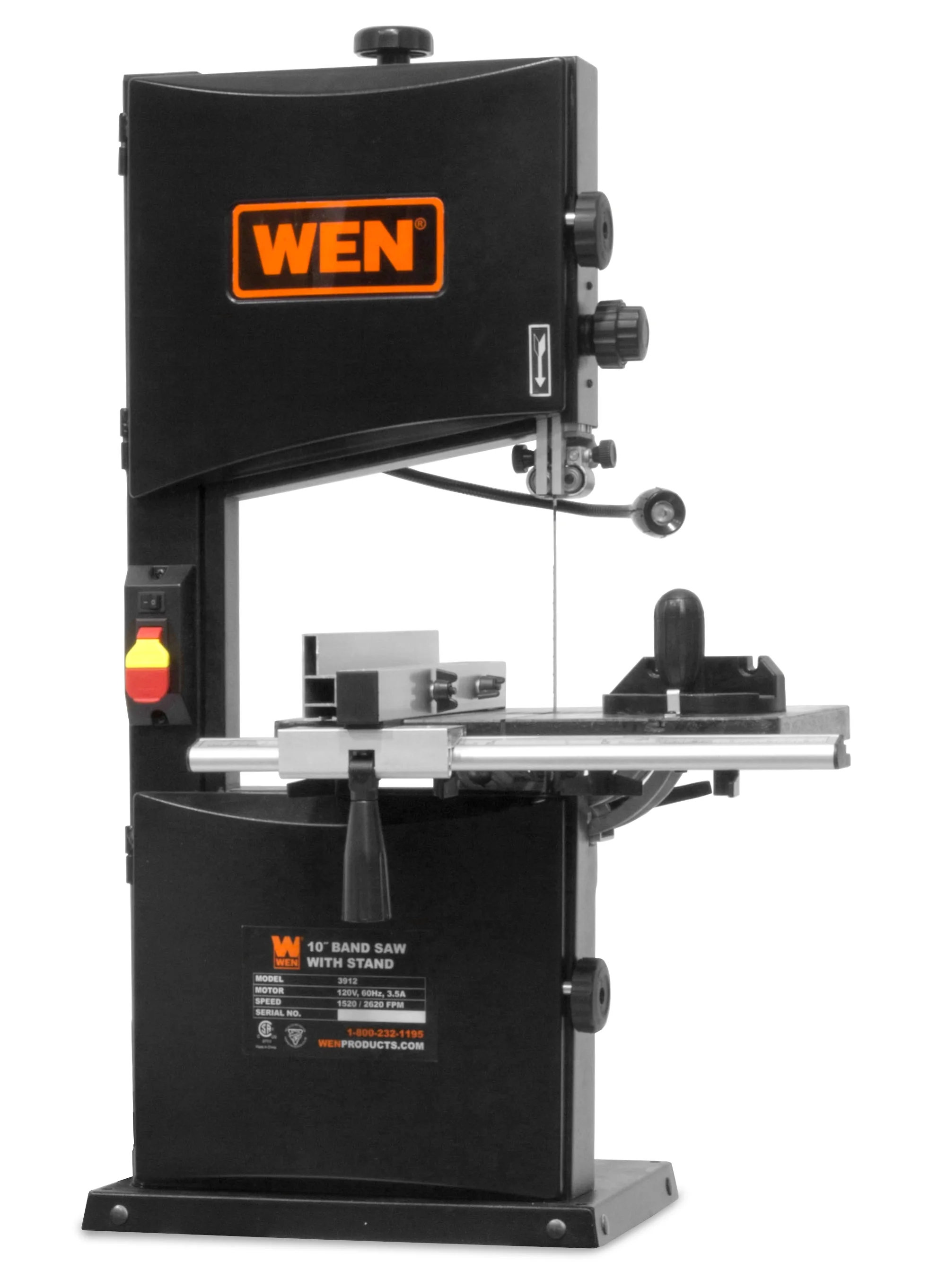 Wen 3.5 Amp 10-inch Two-Speed Band Saw with Stand and Worklight BA3962 - Image 2