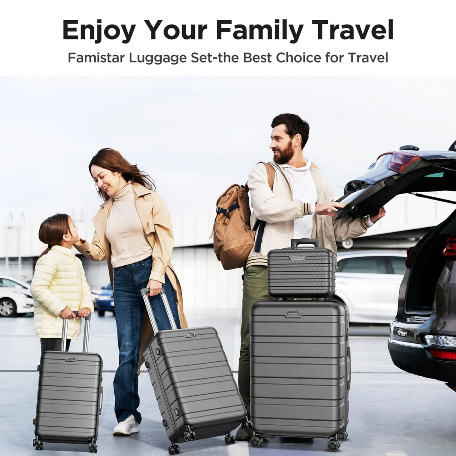 Famistar 11 Piece Hardside Luggage Suitcase Set with 360- Double Spinner Wheels TSA Style Lock, 14- Travel Case, 20" Carry-On Luggage, 24" Checked Luggage and 28" Checked Luggage, Black - Image 7
