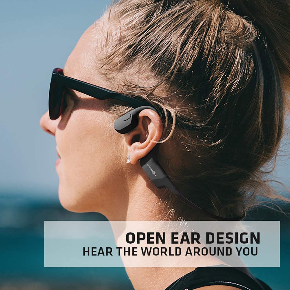AfterShokz Aeropex Open-Ear Wireless Bone Conduction Headphones With Sport Belt, Cosmic Black - 2.3 - Image 4 AfterShokz Aeropex Open-Ear Wireless Bone Conduction Headphones With Sport Belt, Cosmic Black - 2.3 - Image 4
