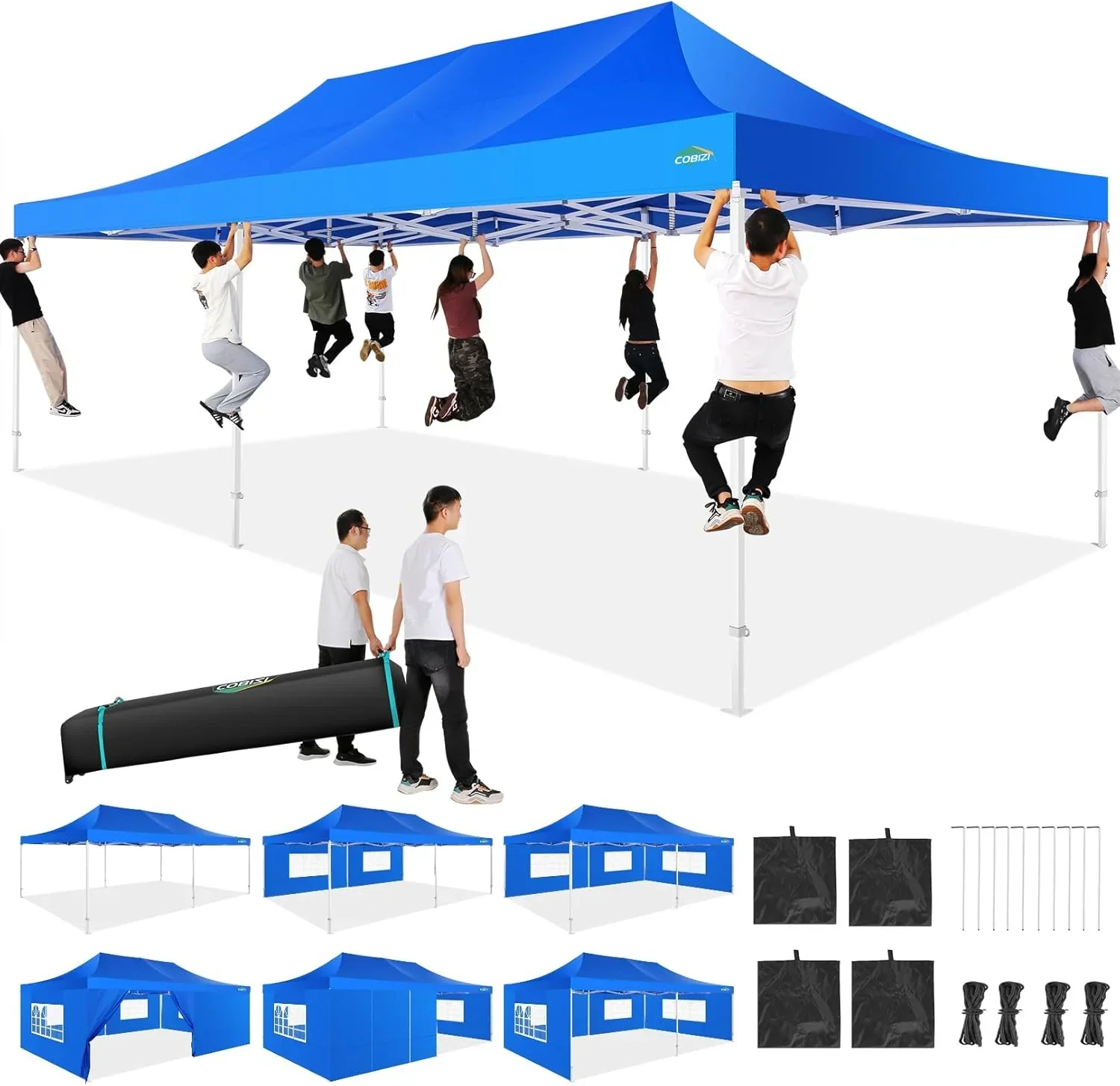 COBIZI 10x20 Heavy Duty Pop up Canopy Tent 6 sidewalls Commercial Canopy Wedding Party Tents