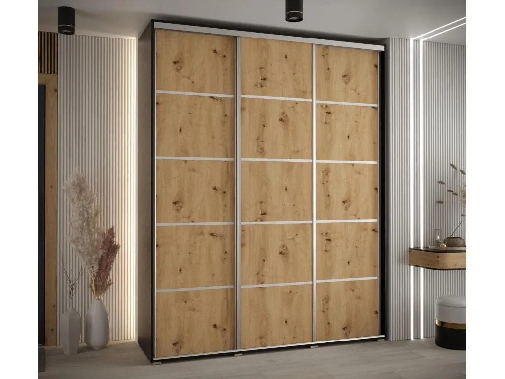 ARMARIO Prietocasa 4 DE PUERTAS CORREDERAS 235.2/190/45 3 puertas (Negro/Artisan/Plata)
