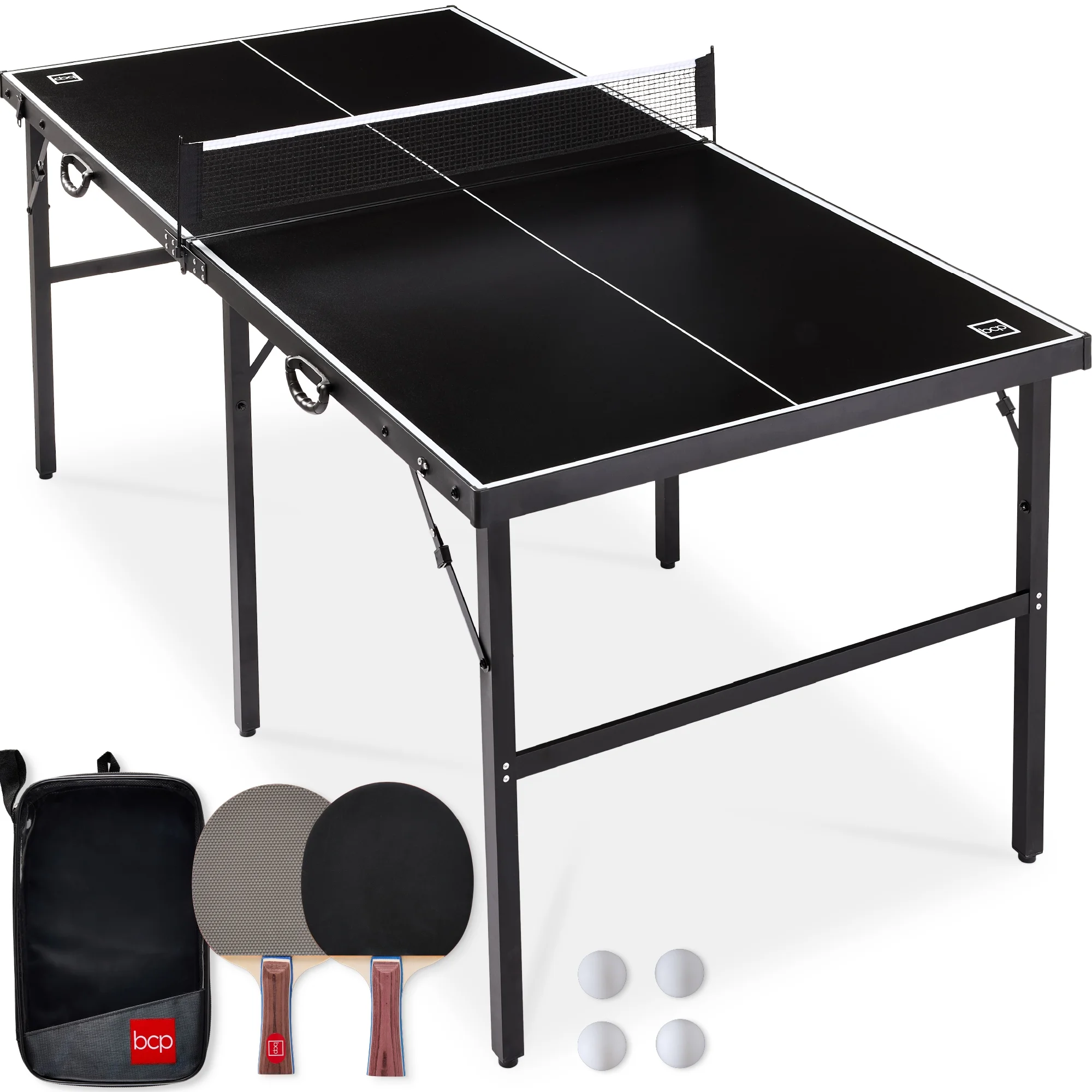 Best Choice Products 6x3ft Portable Ping Pong Table Game Set, Folding Table Tennis w/ 2 Paddles, Balls - Blue - Image 19