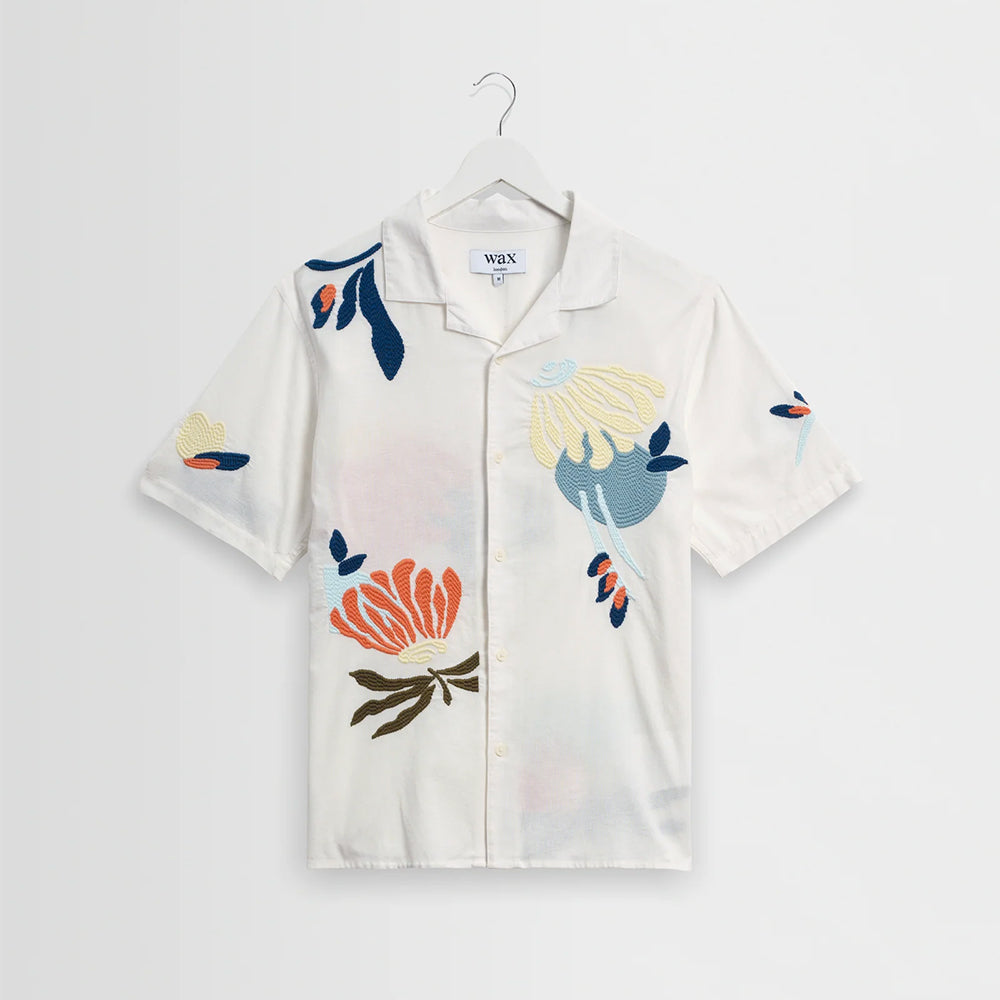 Wax London - Chemise Didcot SS - Ecru Multi