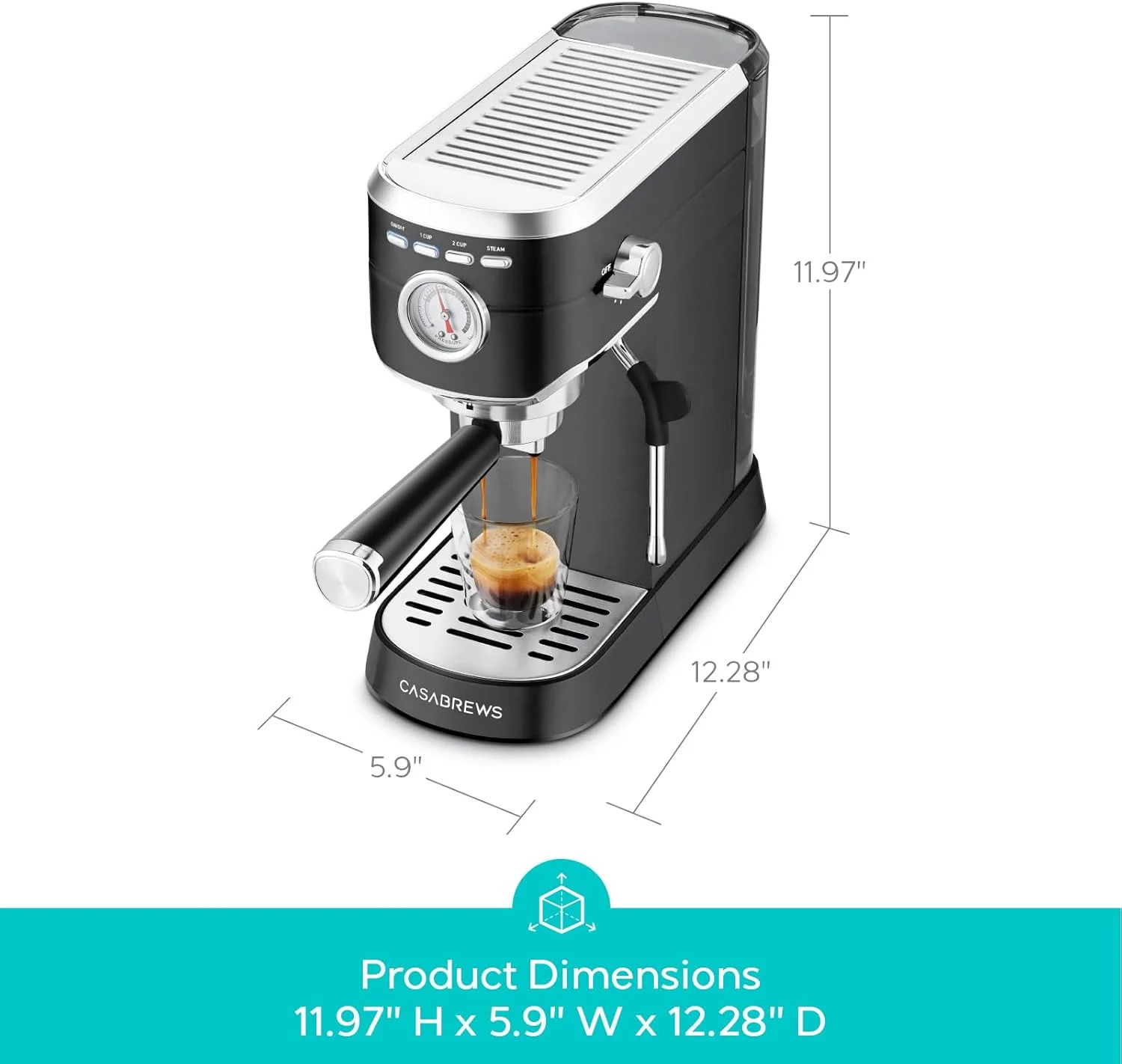 CASABREWS CM5418 20-Bar Espresso Machine and Coffee Maker, Silver - Image 38