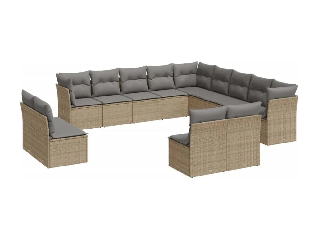 Set de sofás de jardín 12 piezas con cojines ratán sintético marrón - Biocasahogar RP4014894