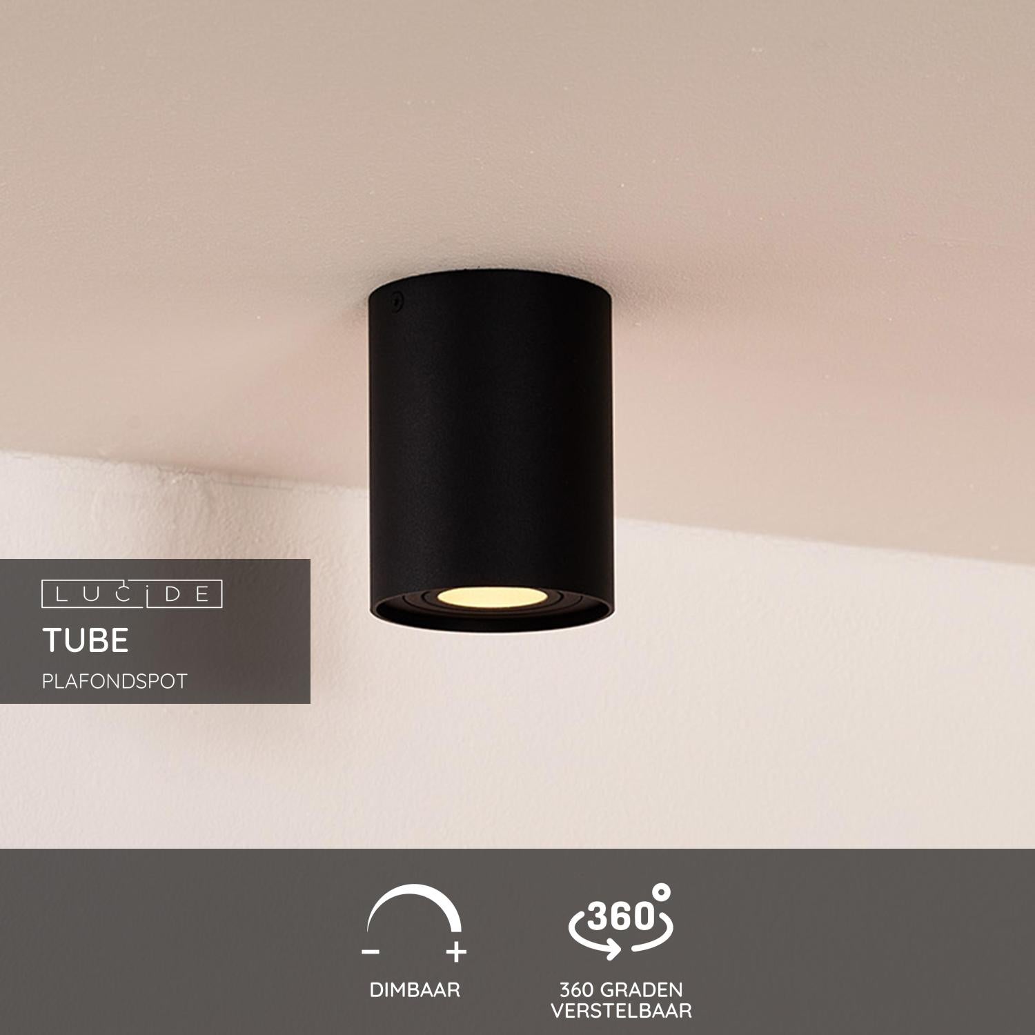 Tube 1 spot Ø9,6 zwart