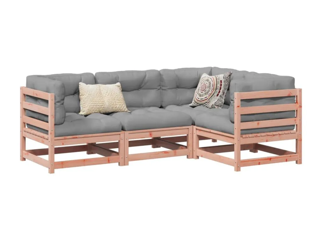 Lluesmamuebles Set de sofás jardín 4 pzas con cojines Lluesmamuebles Marrón