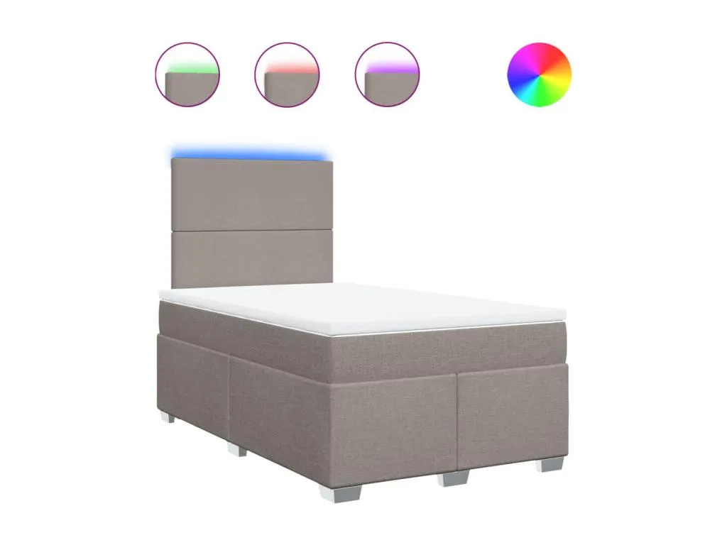 Cama box spring con colchón tela gris taupe 120x190 cm eyv3519163