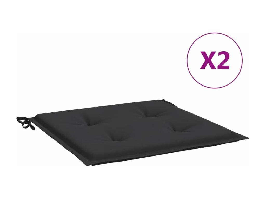 Cojines de silla de jardín 2 uds tela Oxford negro 40x40x3 cm