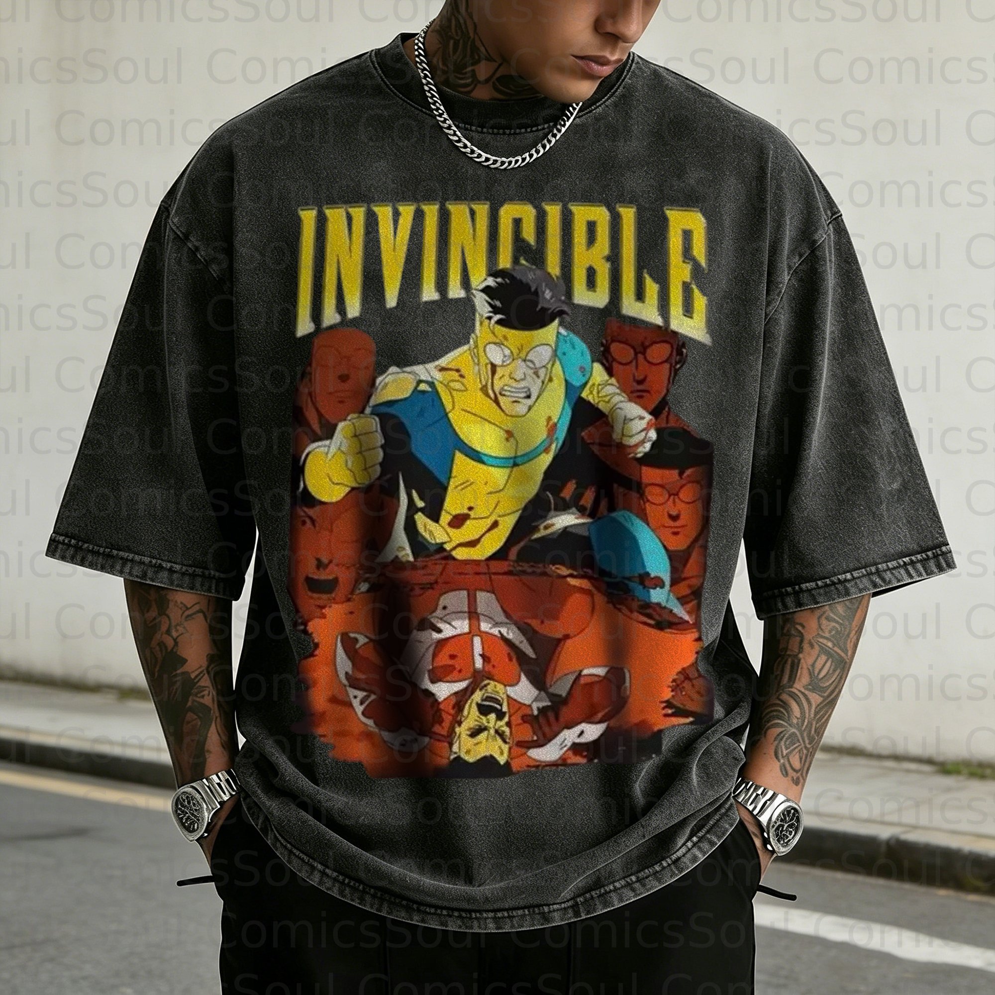 Unisex Anime Inspired Vintage Washed T-Shirt