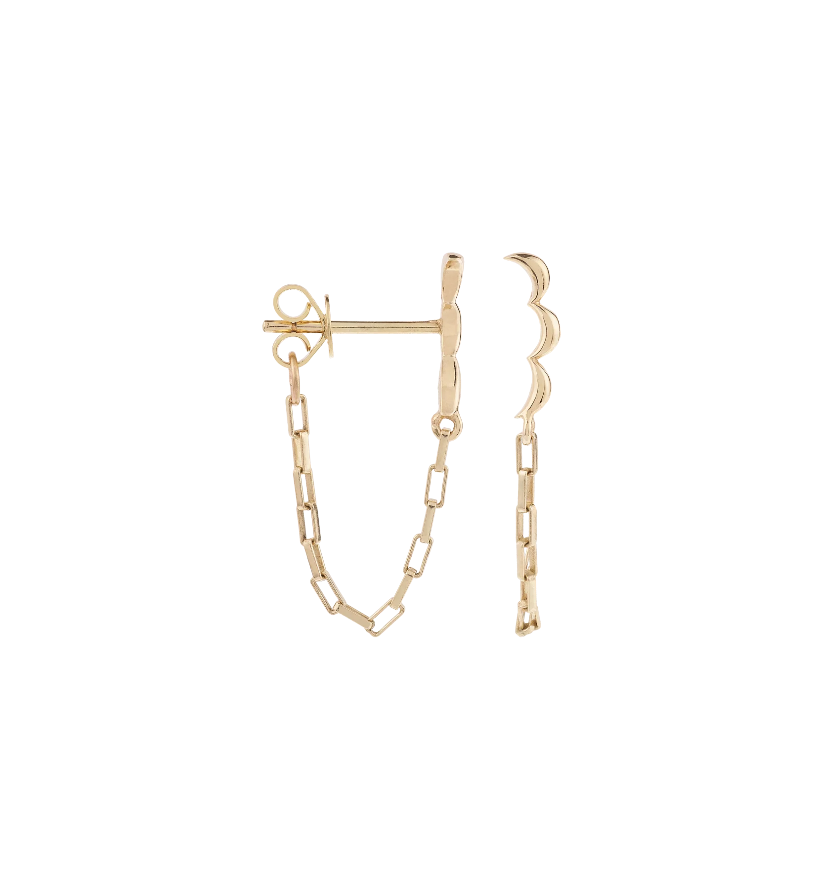Single Ornament Chain Stud 14K