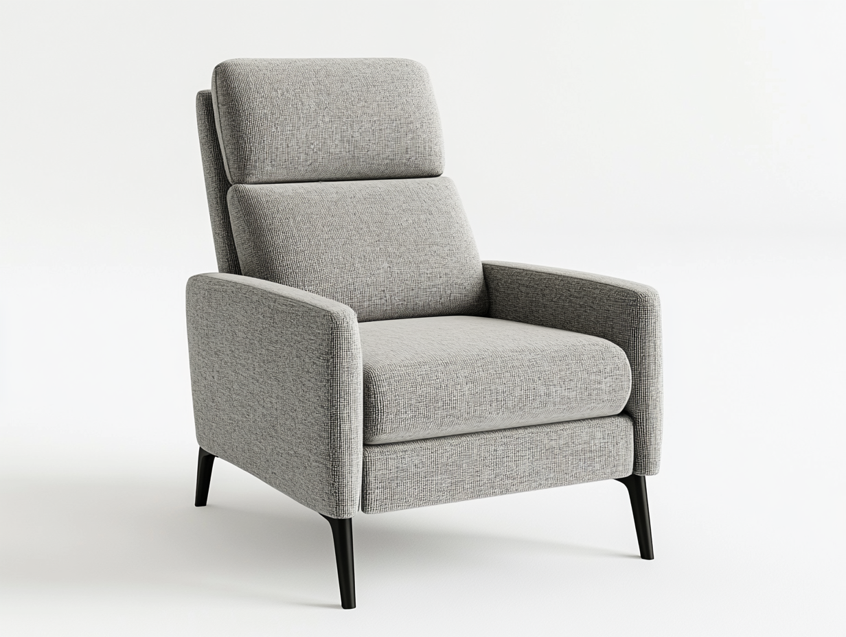 Sillón reclinable tapizado 75×90×105 cm – gris claro – con mecanismo reclinable y patas negras
