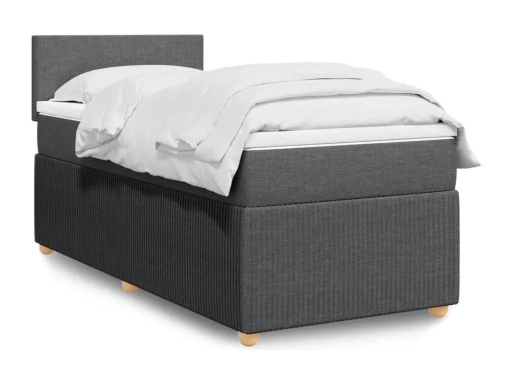 Cama box spring con colchón tela gris oscuro 80x200 cm fbx3520383