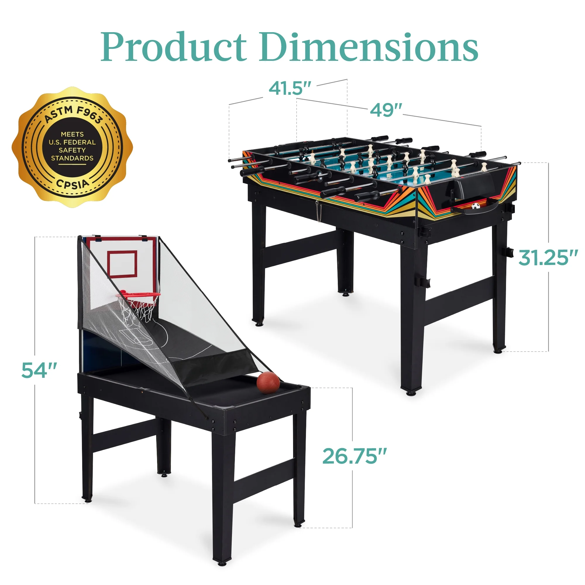 Best Choice Products 13-in-1 Combo Game Table Set w/ Ping Pong, Foosball, Basketball, Hockey, Archery - Natural - Image 26