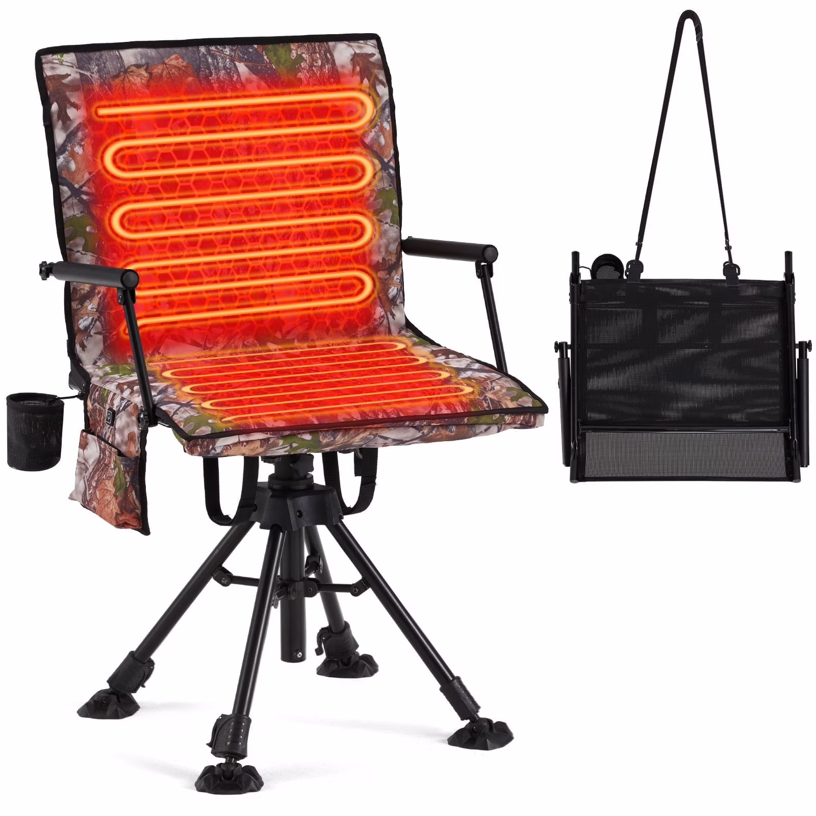 Danrelax 360- Silent Camo Hunting Blind Chair, Armrests, Side Pouch, Telescopic Legs - Image 5