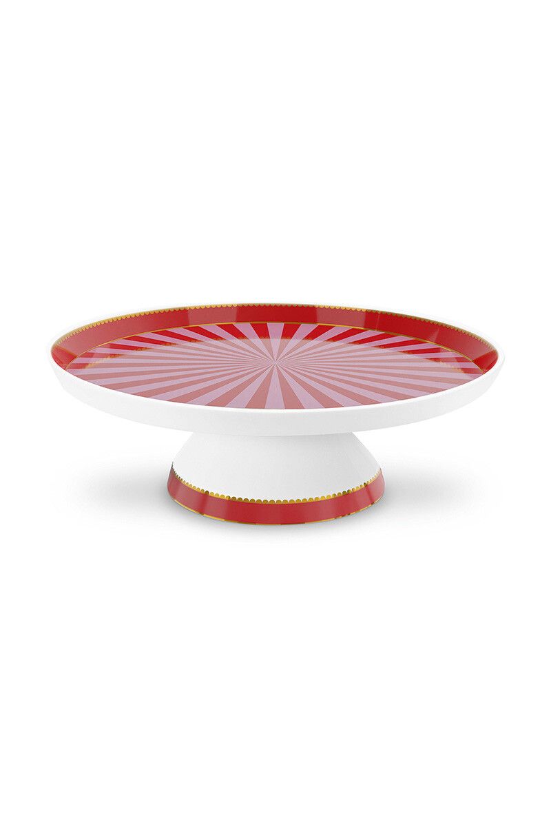 Mini Cake Tray o/f Love Birds Stripes Red-Pink 24cm