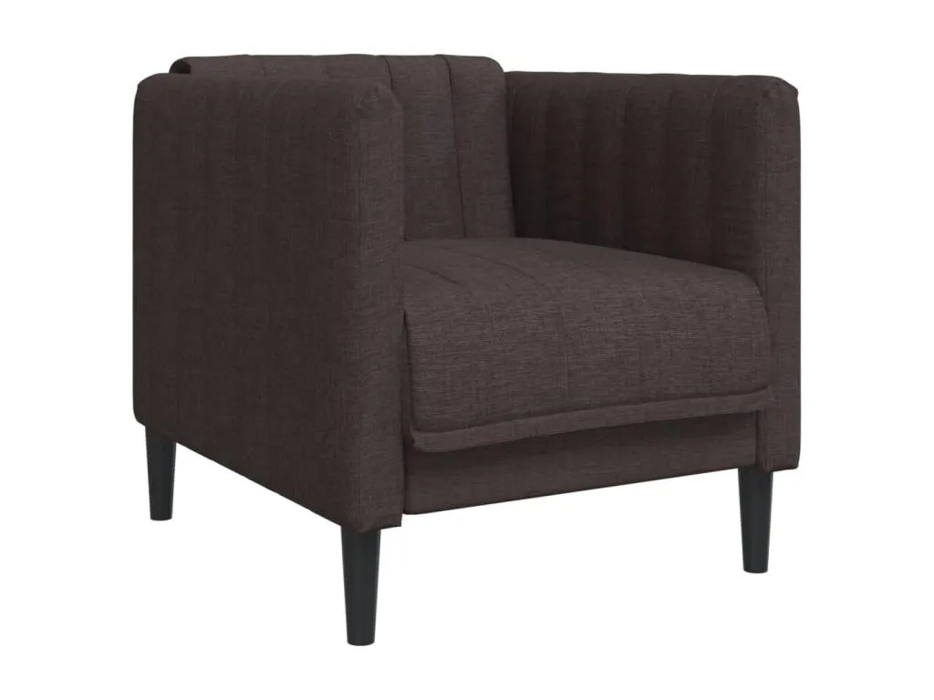 Sillón de tela marrón oscuro