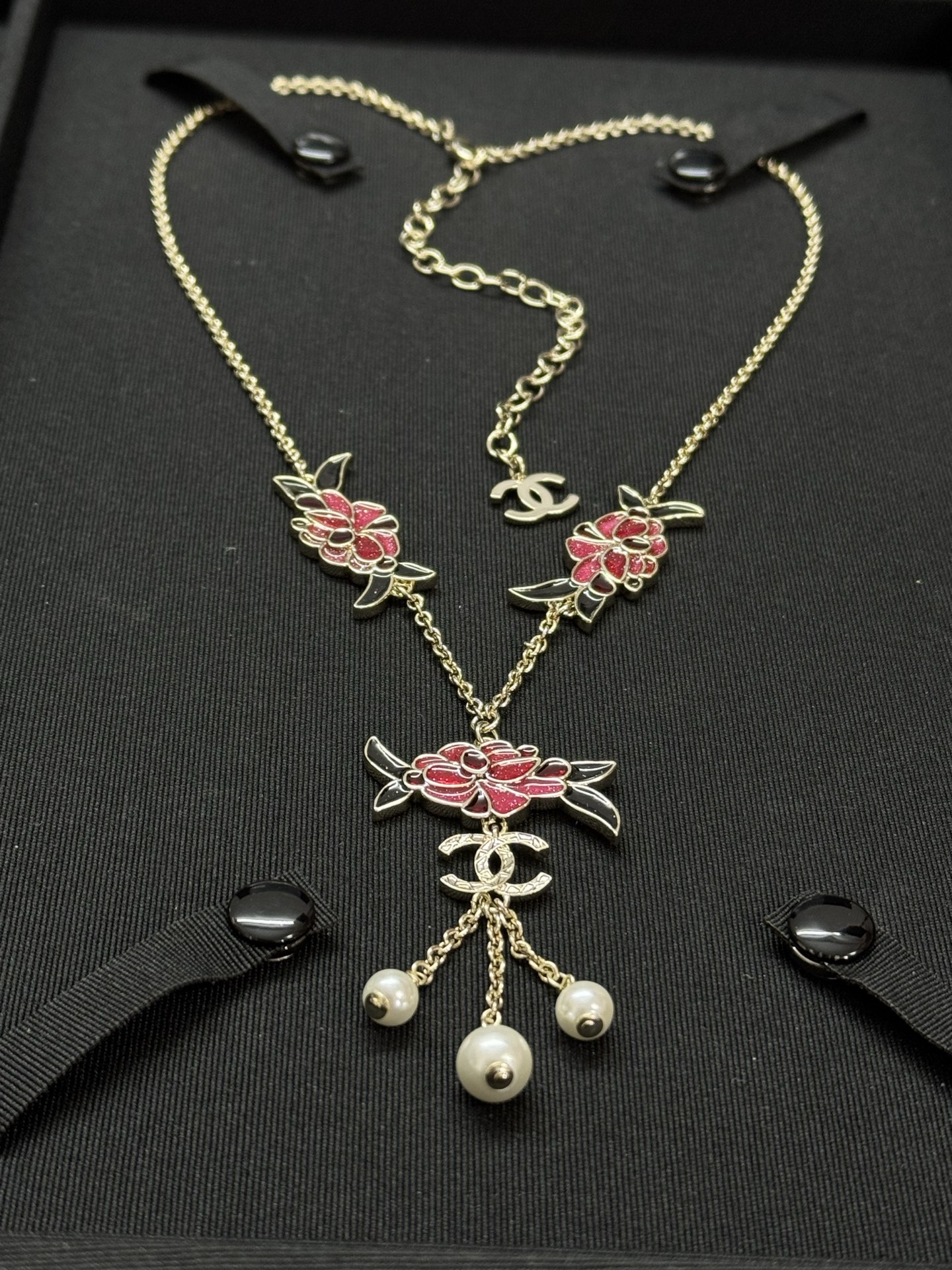 Chanel Flower Pearl Tassel Sweater Chain Necklace - Original Replica Club