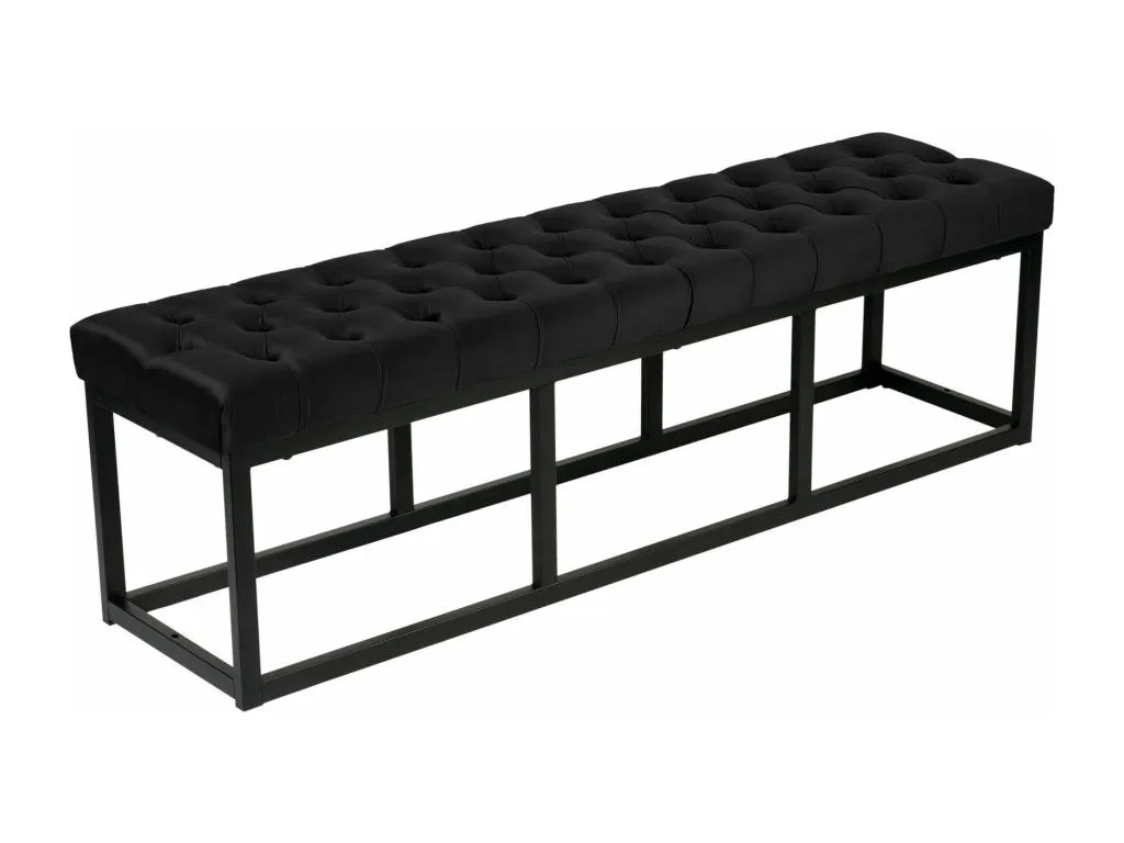 Banco banqueta pie de cama diseño moderno terciopelo negro metal 150 cm ejq2574223