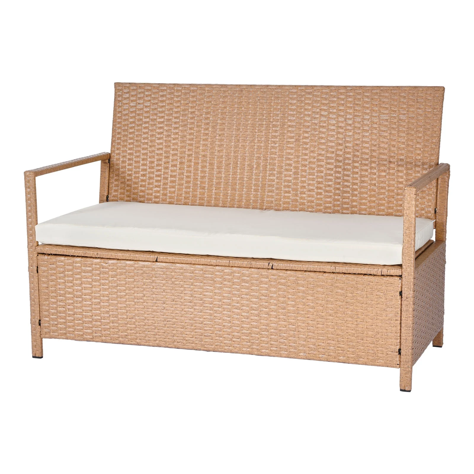 VEVOR Outdoor Storage Bench, 2-Person PE Rattan Storage Bench, 70 Gal Deck Box with Cushion, Supports up to 265 lbs, Weatherproof Outdoor Seating & Porch Decor for Patio Garden Balcony Yard - Image 9