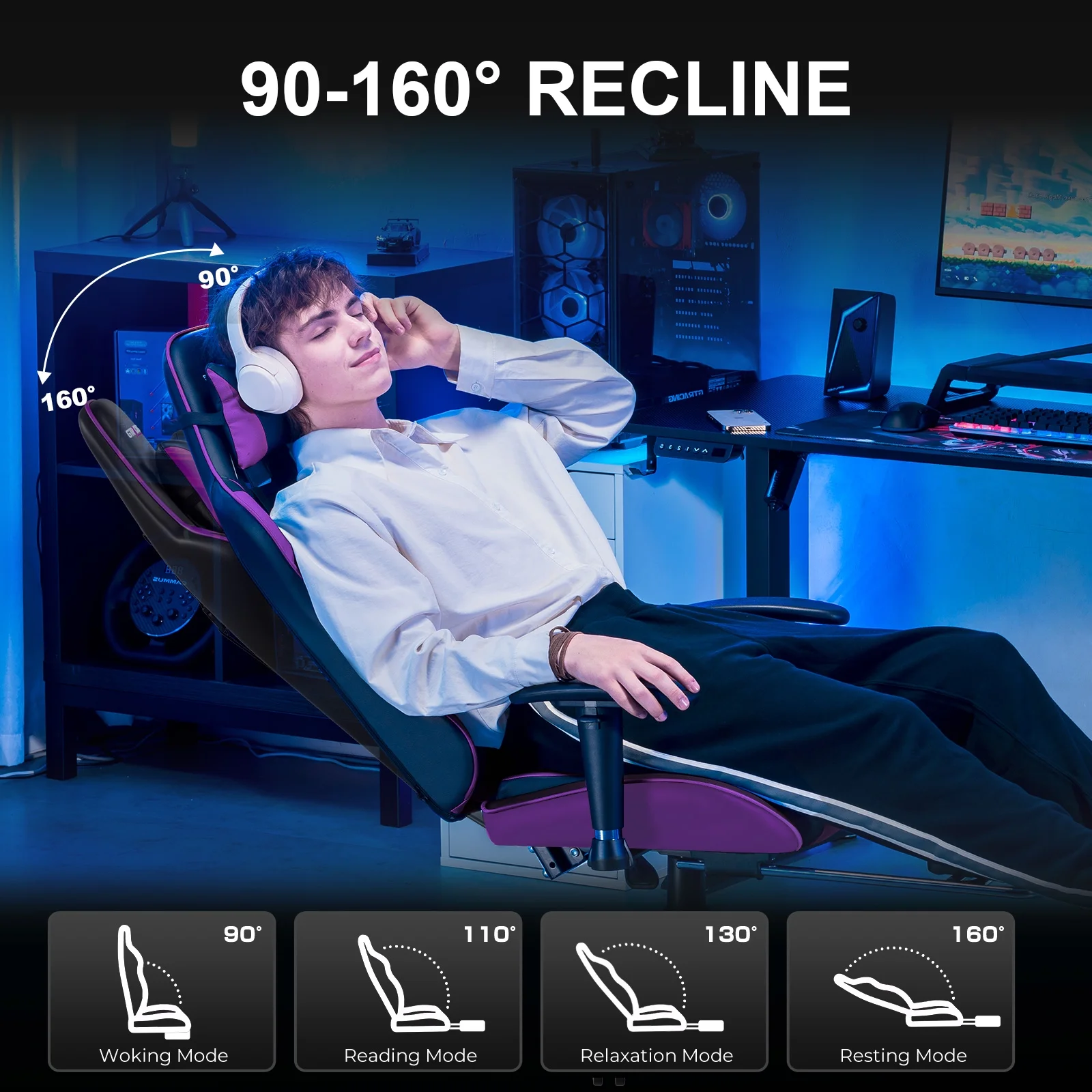 GTRACING Gaming Chair, Ergonomic Office Desk Chair with Lumbar Support, PU Leather, Footrest & Adjustable Headrest, Red - Image 22