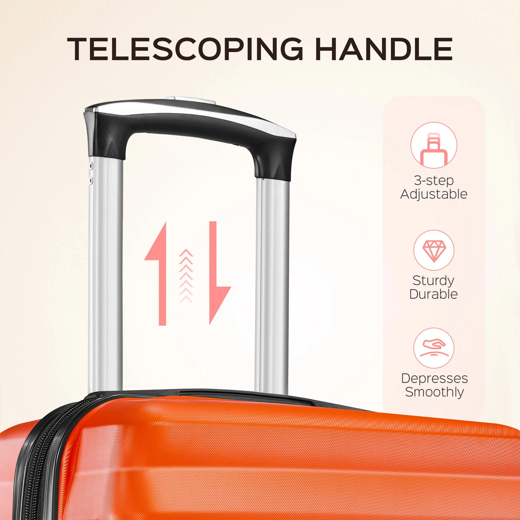 9 Piece Luggage Sets, Hard 20 24 28 inch Luggage with 6 Pieces Organize Bags Travel Suitcases Sets with Wheels, Rose - Image 27