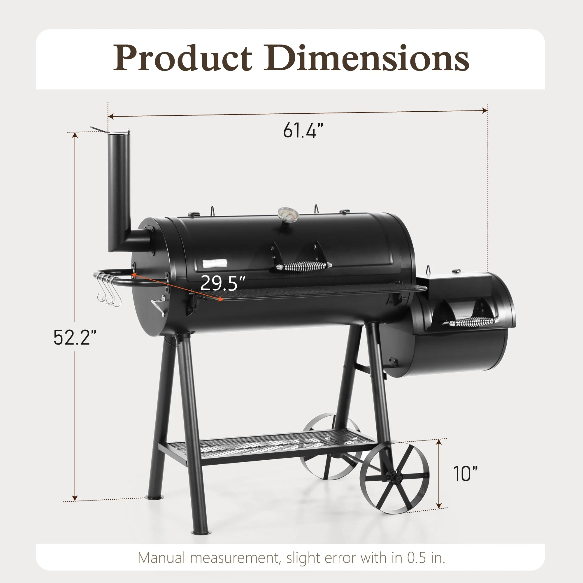 Alpha Joy Heavy Duty BBQ Charcoal Grill with Offset Smoker Overlarge 941 sq.in. Cooking Area - Image 9