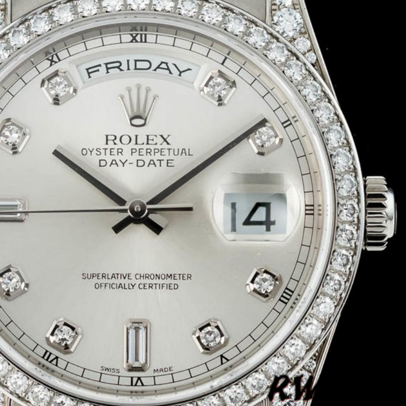 Rolex Day-Date 118389 Silver Diamond dial 36MM Unisex Replica Watch