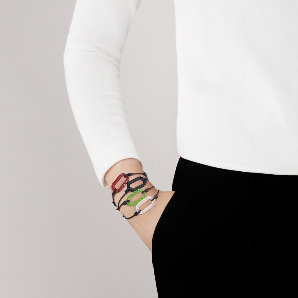 BRACELET CORDON EMPREINTE ANIMALE - CRISTAL ROUGE