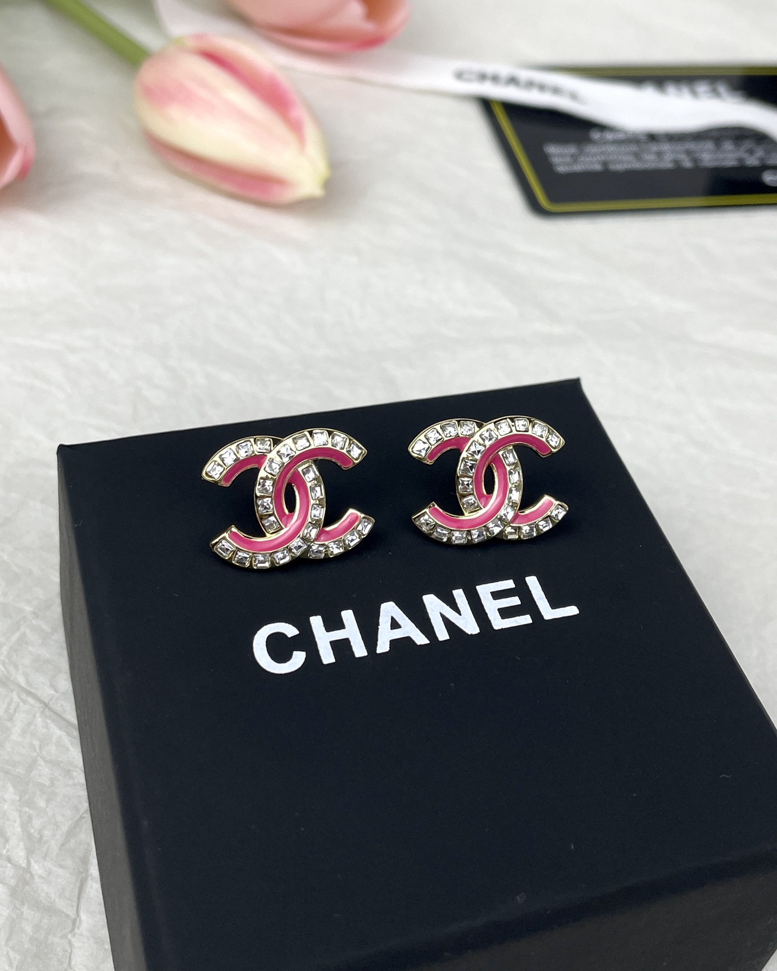Pink Chanel Brooch Earrings - Original Replica Club