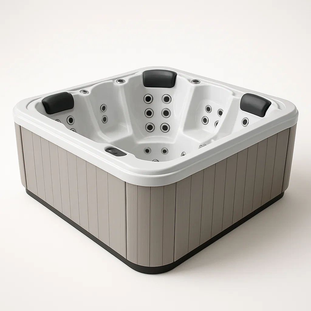 Spas rígidos 200x200x80 cm, 3 asientos, Cuadrado, Gris/Blanco vXHaflE408FY